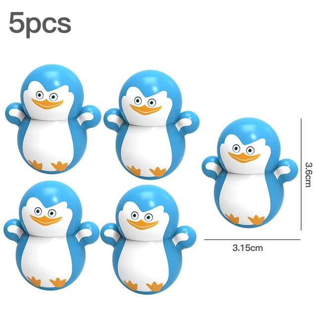 Funny Gift Shaking Tumbler Toys Cartoon Snowman Penguin Tumbler Desktop Ornament Anti Stress Toys Wholesale Items 5pcs blue Penguin