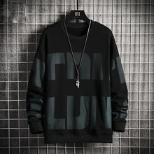

Oversize Crewneck Print Sweatshirt Mens Spring 2021 Korean Fashion Hoodie Streetwear Hip Hop Pullover Harajuku Long Sleeve Men