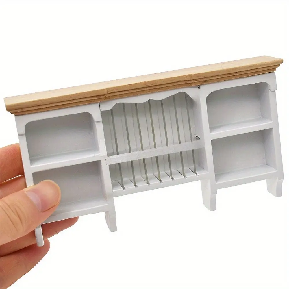 Funny Wooden 1:12 Dollhouse Storage Cabinet Simulation Doll House Furniture Wall Hanging Cabinet Mini Display Shelves Kids Toys 1