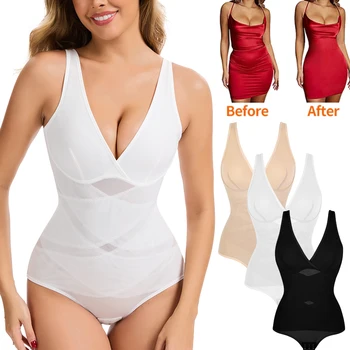 Body Shapewear pour femmes, contrôle du ventre, col en v, conception croisée, levage des fesses, Invisible pour un usage quotidien
