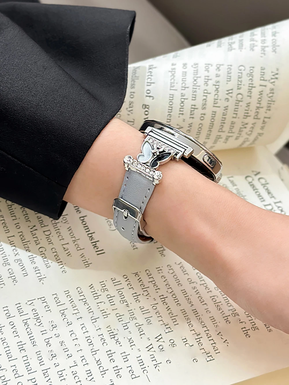 Korean Cute Colored Butterfly Leather Watch Strap – Stylish Girl Wrist Bracelet