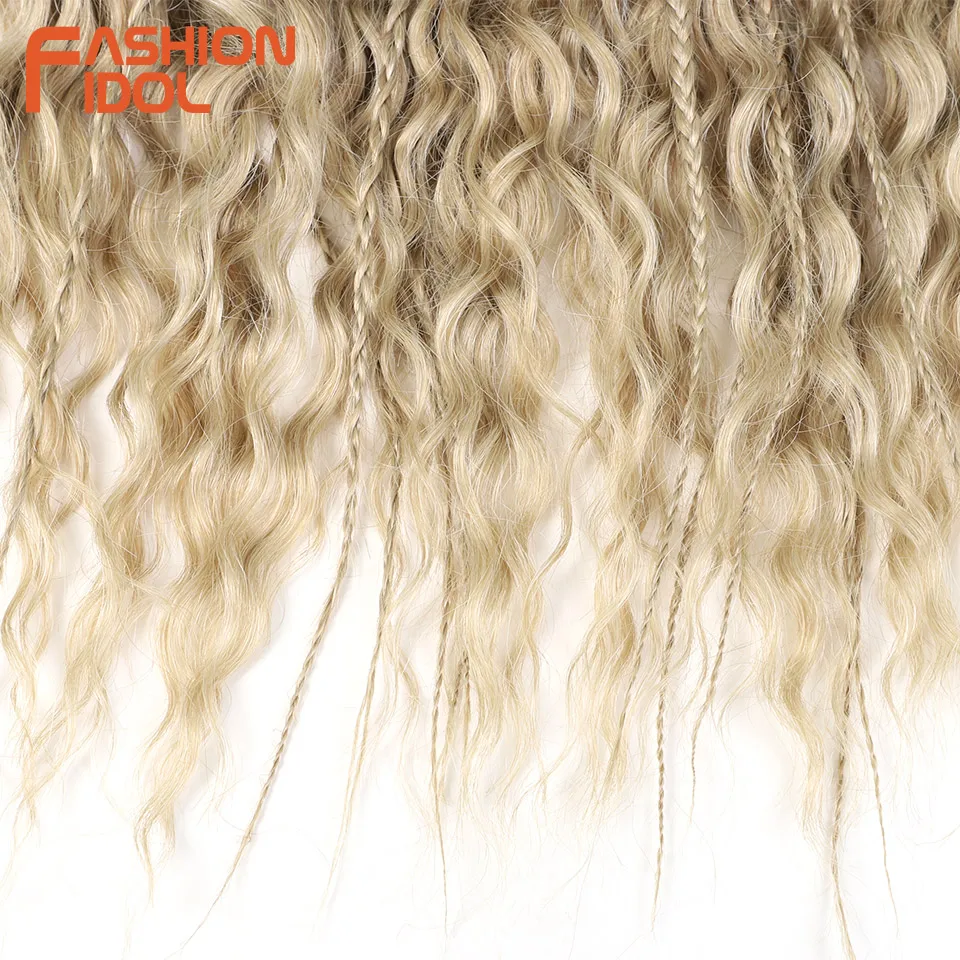 FASHION IDOL 24 inch Kinky Curly Hair Twist Crochet Hair Synthetic Braid Hair Ombre Blonde Water Wave Braiding Hair Extensions 6