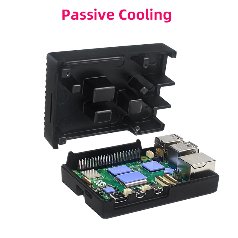 Raspberry pi Aluminum Case Concha de Resfriamento Passivo com Botão Interruptor de Dissipadores de Calor de Silicone Dissipação de Calor Silenciosa para Rpi Pi5 - Imagem 4