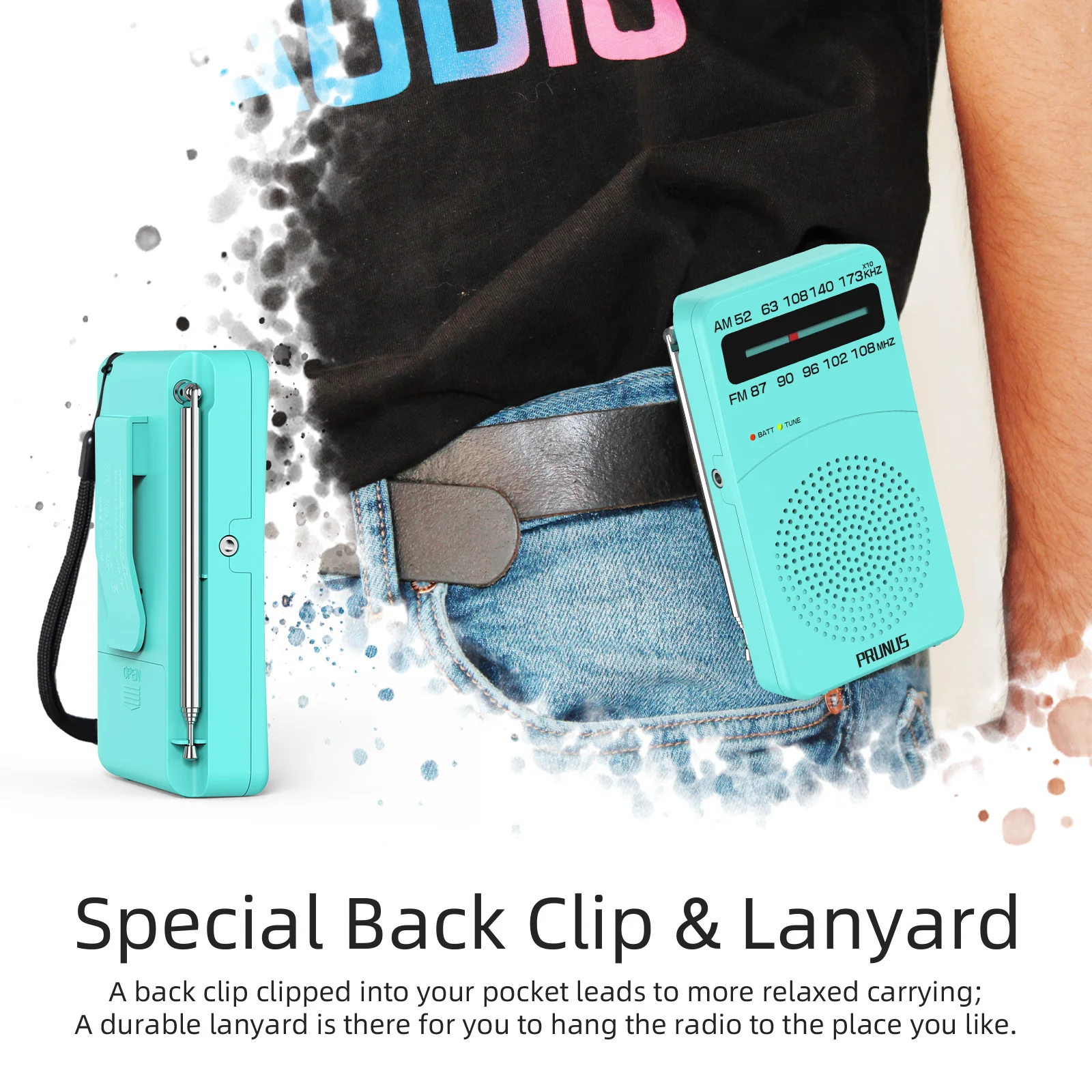 Portable Radio J-166 AM/FM 2-Band Mini Transistor FM Receiver AA Battery For Running Walking