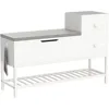 Entryway Shoe Bench with Flip Top Storage Space and 2 Drawers, forEntryway/Hallway 39.4in, Shoes Cabinets 4