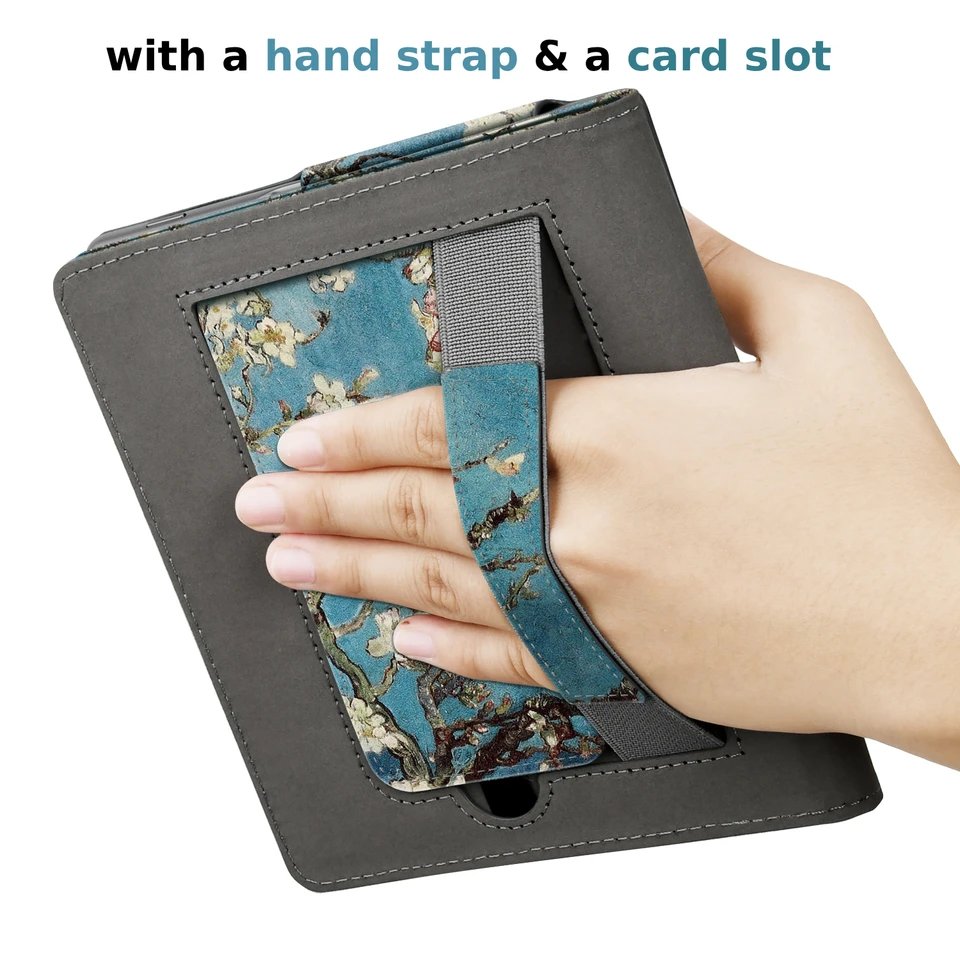 Kindle Oasis 10th Leather Smart Case Cover With Hand Strap For