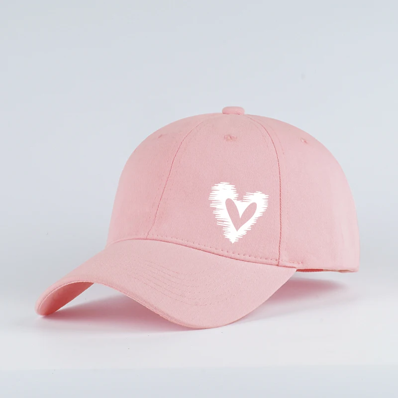Boné de beisebol elegante e minimalista com estampa de coração; chapéu de sol ajustável; perfeito para uso casual diário, camping e férias.