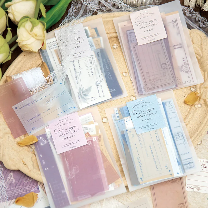 

30pcs/Memo Pads Material Paper romance comes out of words Junk Journal Scrapbooking Cards Retro Background Decoration Paper