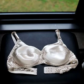 Zero binding anti convex point silk bra, 100% mulberry silk thin style, without steel ring double-sided silk underwear