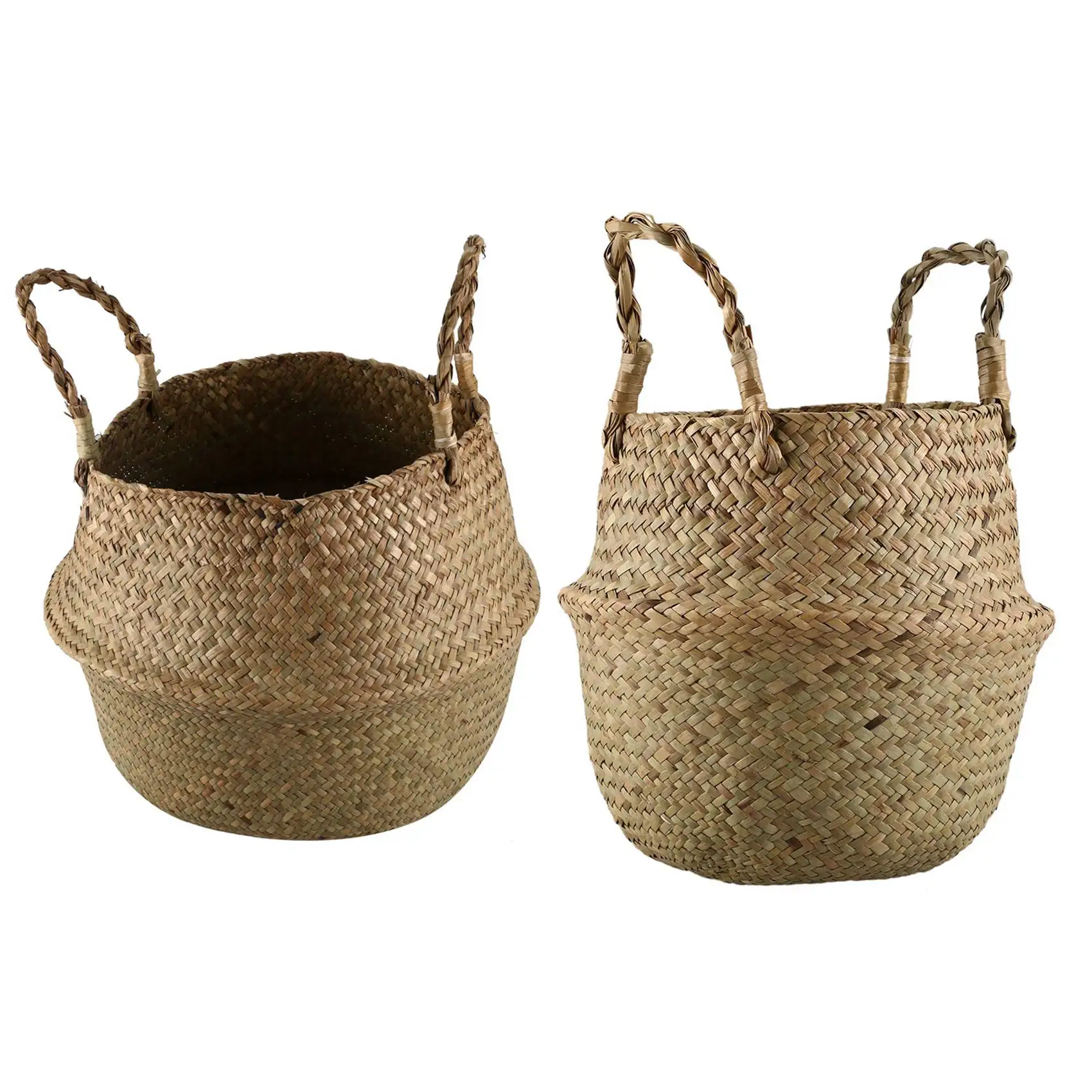 

Promotion! 2PCS Seagrass Wickerwork Basket Rattan Hanging Flower Pot Planter Woven Dirty Laundry Hamper Storage Basket, L & S