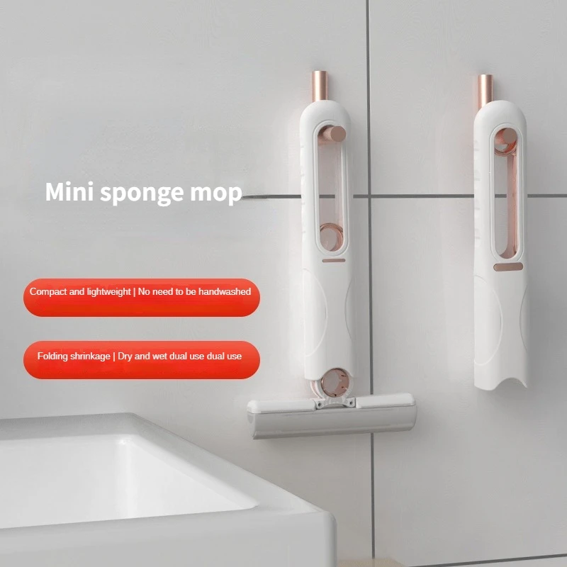 

Home Mini Mop with Spin Squeeze Sponge Cleaner Floor Glass Screen Wiper Countertop Cleaning Tools
