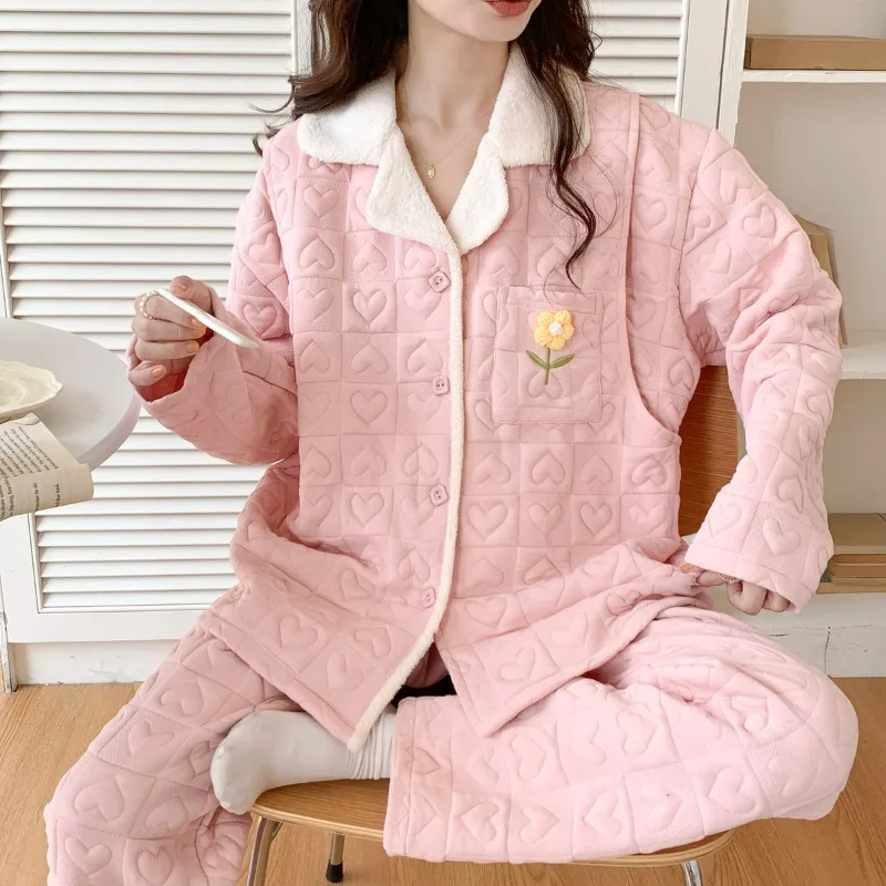 Air Cotton Confinement Clothing Autumn Winter Women Postpartum Thickened Nursing Pajamas Female Casual Loose Homewear Suit 2024