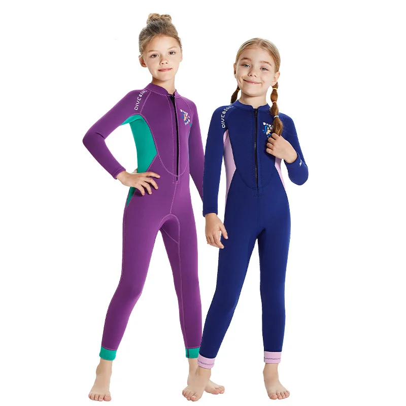 

Kids Surfing Wetsuit Long Sleeve Swimsuits for Kids Girl 2.5mm Children Neoprene Diving Suits Thermal Swimwear