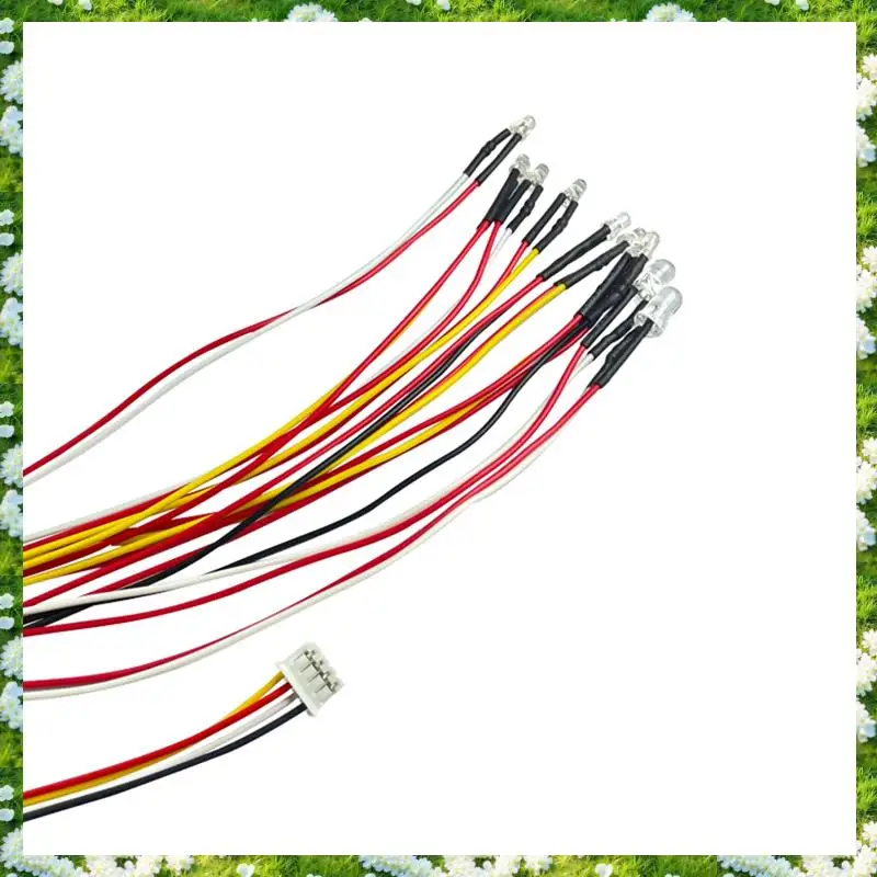 2025-10 LED 라이트 2개 빨간색 4개 노란색 4개 흰색 WPL D12 D42 1/10 RC카 업그레이드 부품 장식 액세서리, 10개 LED 라이트 2개 빨간색 4개 노란색