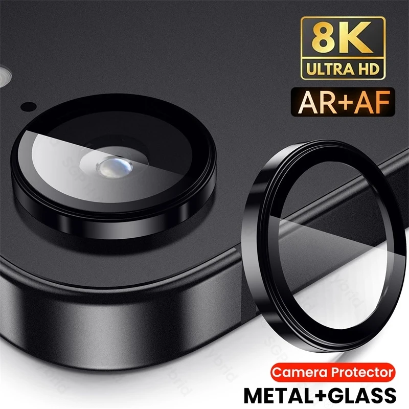 Enhanced Metal Ring Case with Tempered Glass Back Camera Protector and 9H HD Rear Lens Cover