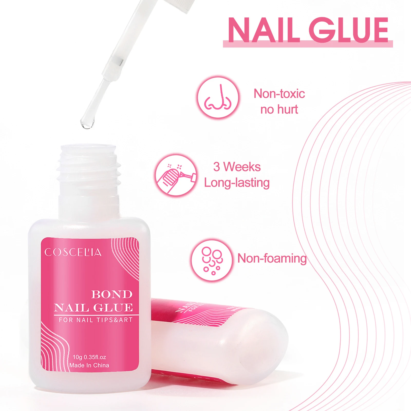 COSCELIA 10G Nail Glue False Nail Tips Glue Clear Color Nails Tools 4