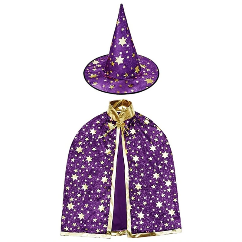 Kids Wizard Cape & Hat Set – Halloween Costume For Ages 3-12 - View #9