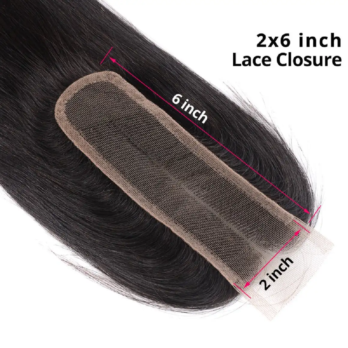 2x6 HD Lace Closure 26inch 150% Straight Natural Color Brazilian Human Hair Kim K Middle Part 2&times;6 Lace Closure Hd
