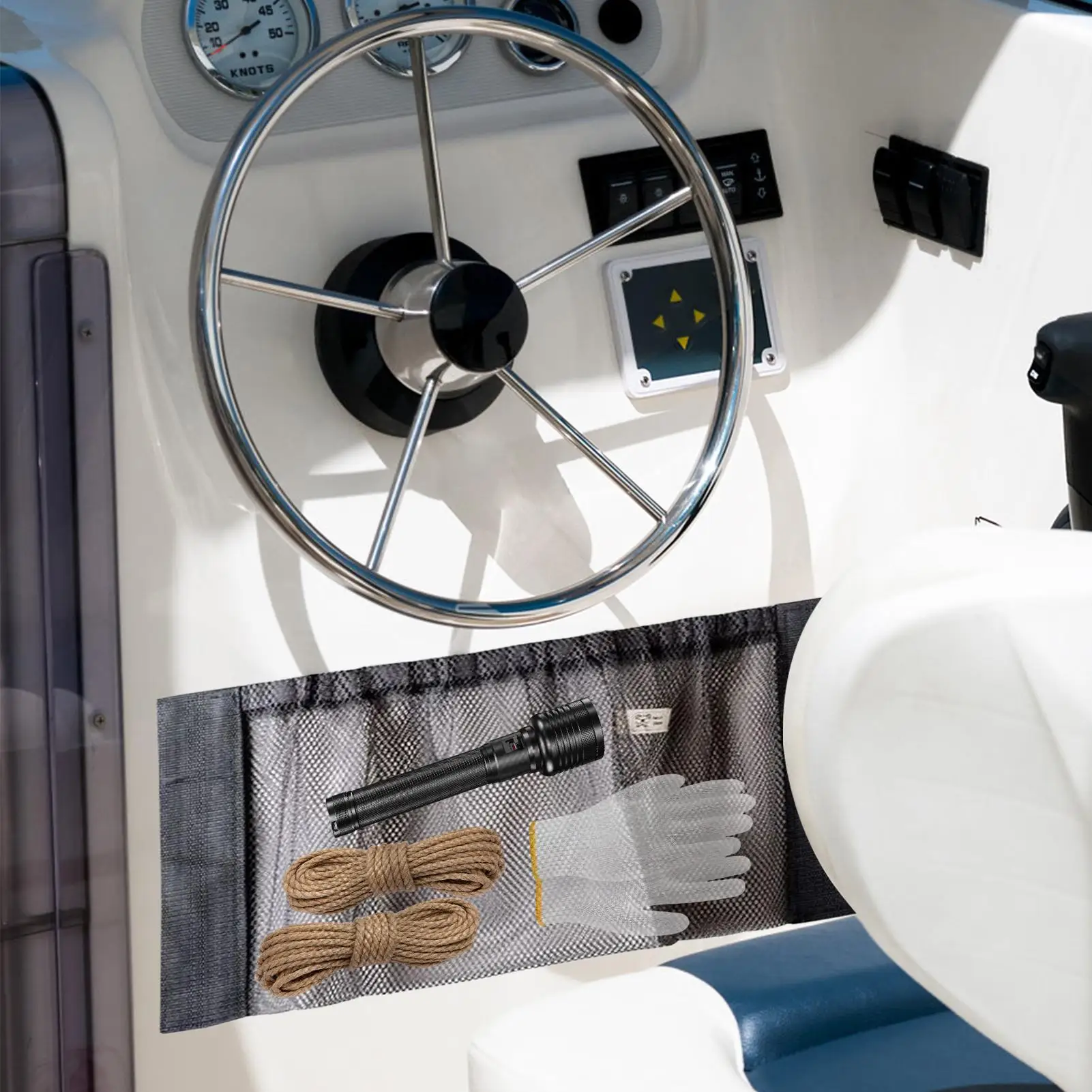 Boat Storage Mesh Bag Boat Storage Compartment For Gloves Waterproof Marine Net For Tools Equipment Traveling Deck Boating Rope