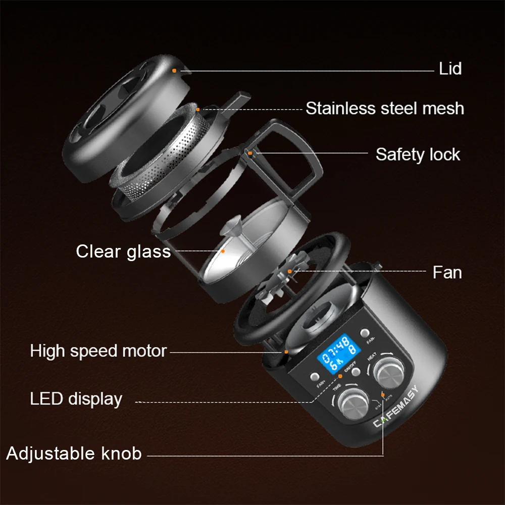 CAFEMASY 80-100 جرام محمصة قهوة منزلية كهربائية صغ...