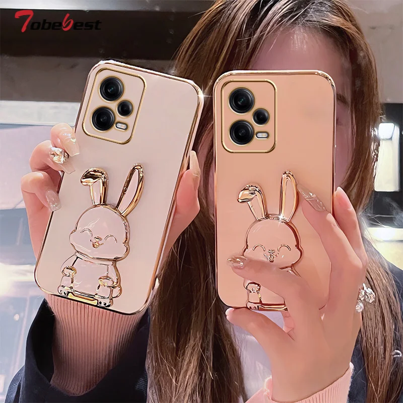 Cute 3d Rabbit Plating Phone Case For Xiaomi Poco Series Holder_voghion.com