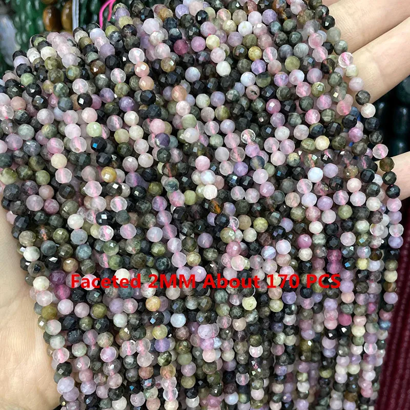 Perle Di Tormalina Azzurra, Micro Sfaccettate Rotonde Da 2 Mm, Filo Da 13 Pollici - Italia - Foto 3