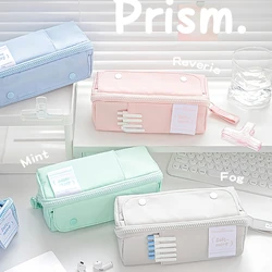 Prism Pencil Case Pen Bag Sweet Color Large Capacity Soft More Pocket Storage Pouch for Stationery School F7446