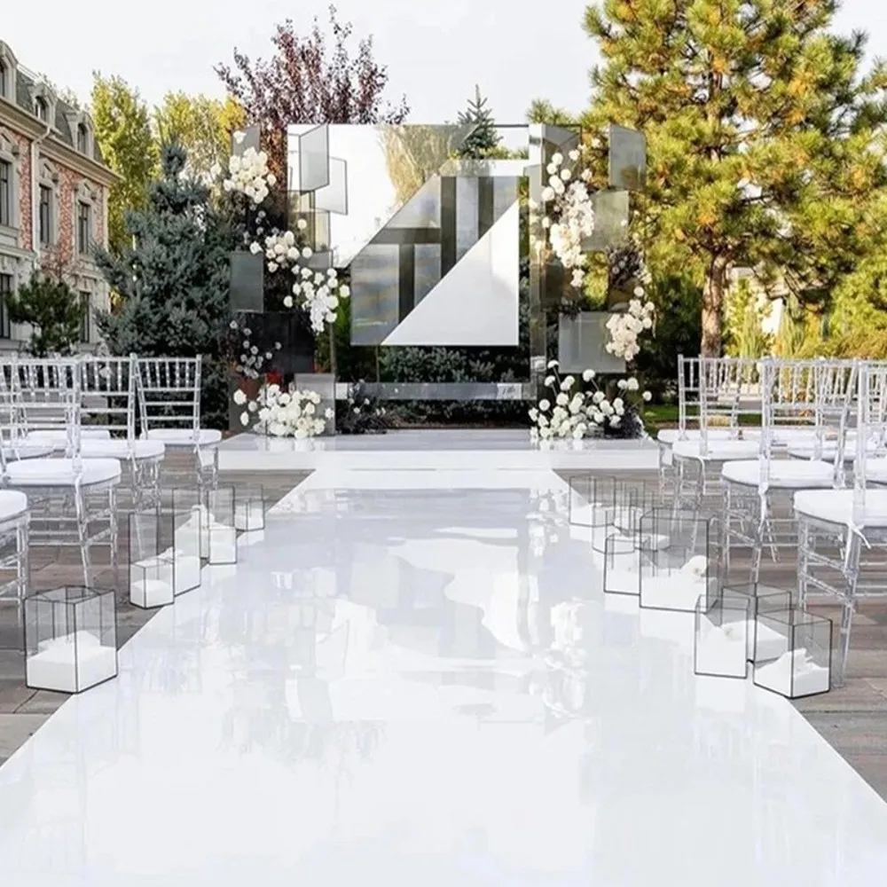 Luxury White Mirror Carpet Aisle Runner With Gold And Silver Double-sided For Roman Wedding Favors Party Decoration In Stock
