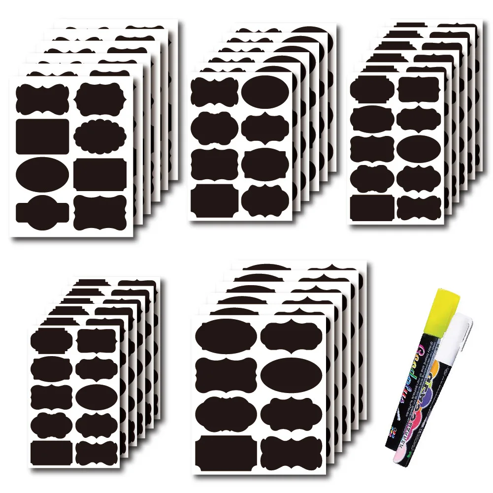 Spice Stickers 40Pcs/Set Kitchen Label Stickers for Jar Waterproof Chalkboard Bottles Tags Blackboard Labels Marker Pen label stickers