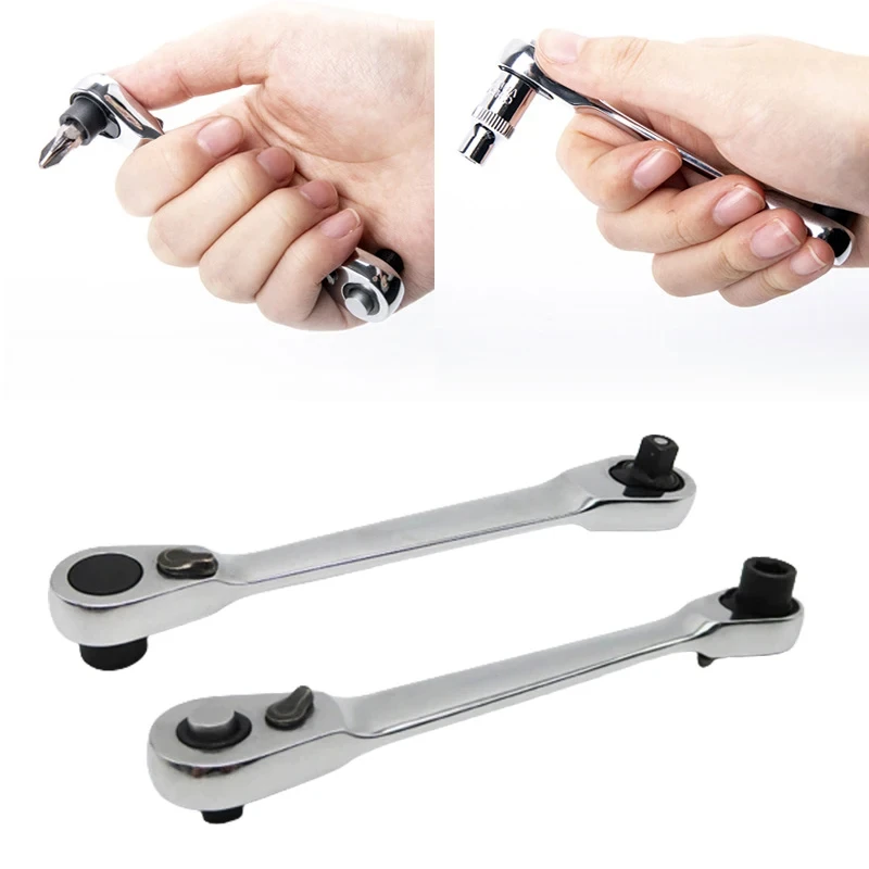 1/4 schnell drehbarer Mini-Ratschenschlüssel-Set, 72 Zähne, Steckschlüssel, Stangenratsche, 2-in-1-Doppelkopf-Schraubendreher, Schnellschlüssel-Werkzeug – Detail 14