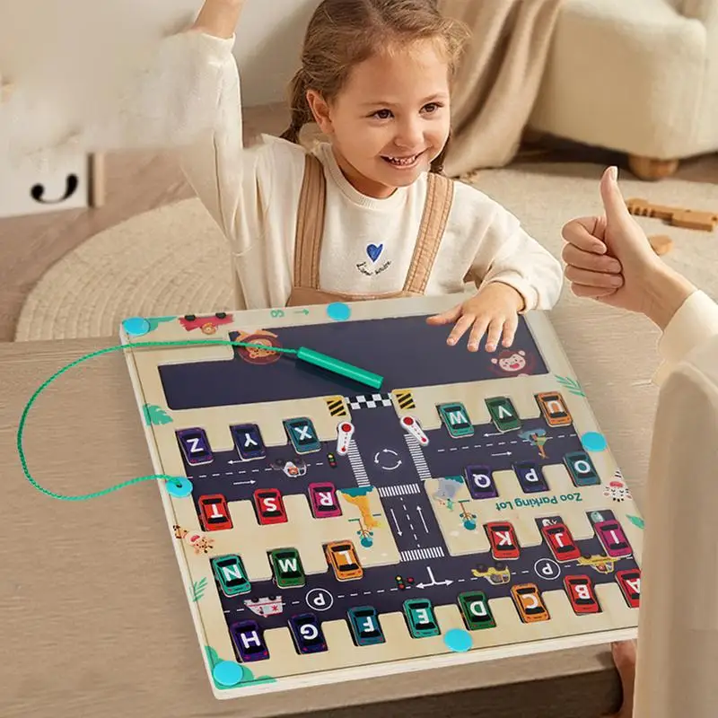 

Обучающие игрушки, автомобильный лабиринт с магнитными буквами, Обучающие игрушки Монтессори, игровой набор, отличный подарок для дошкольников