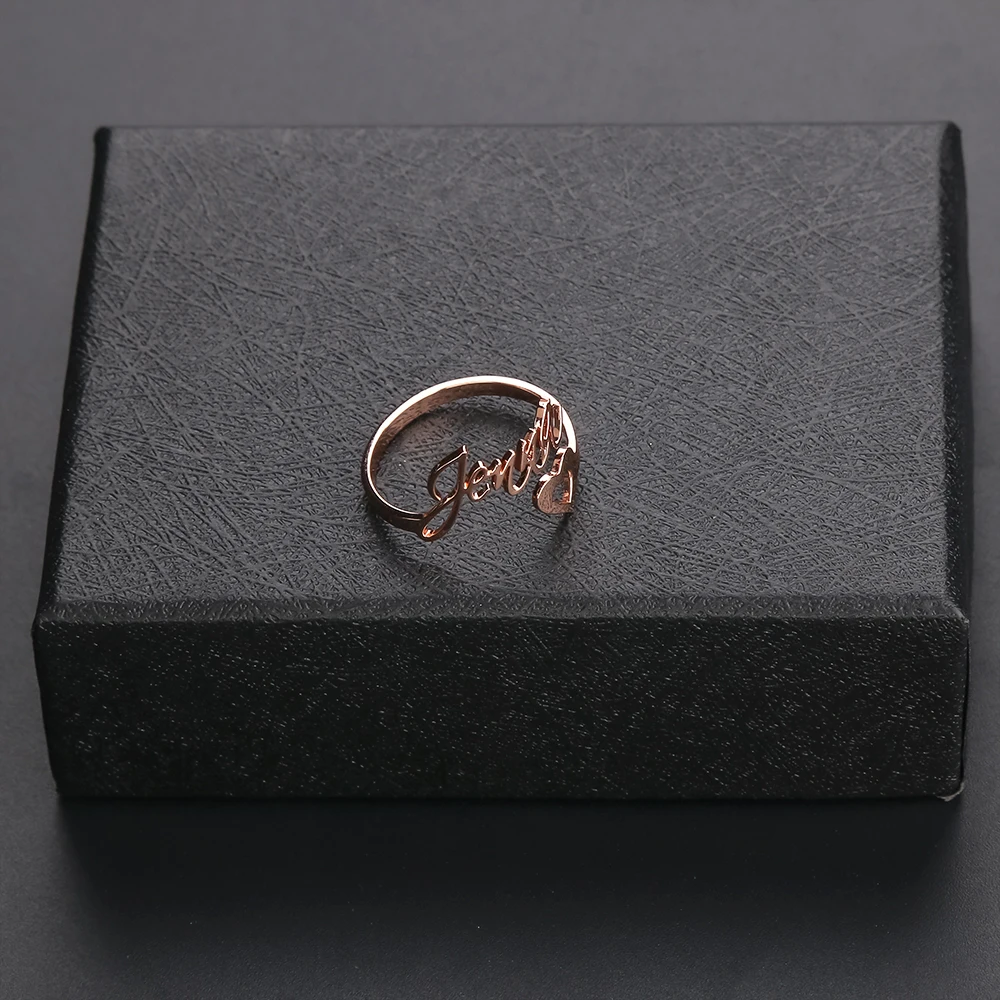 2023 Personality Name Ring Adjustable 5 Colors Heart Shape Open Rings Couple Graduation Keepsake Gift Jewelry