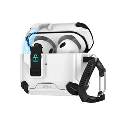Enhanced Shockproof AirPods Case Cover with Lock, Keychain, and Magnetic Lid - Wireless Charging Compatible - Airpods Pro 3 (WHITE)