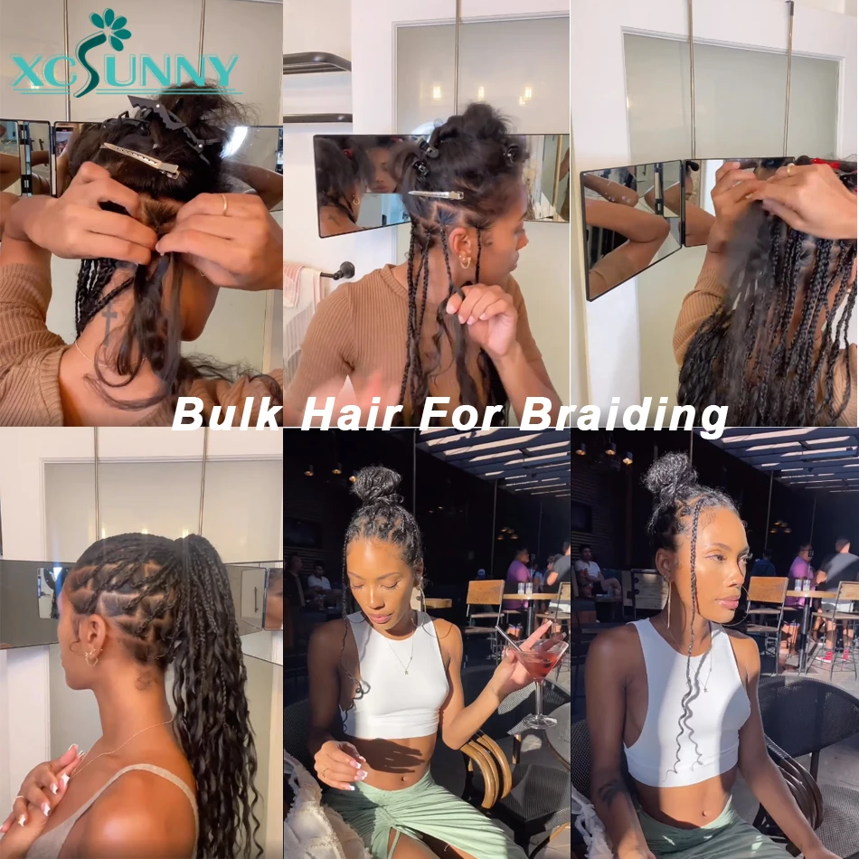 Bulk Hair Human Hair Braiding Curly Double Drawn Water Wave Bulk Human Hair Bundles For Boho Braids No Weft Hair Extensions