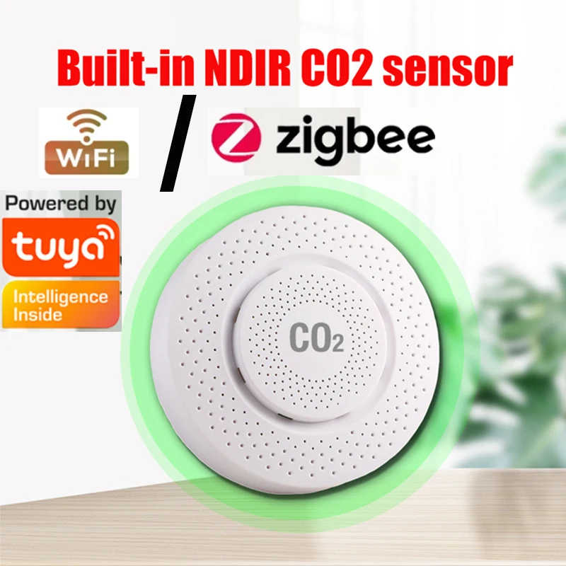 

2022 WiFi/Zigbee Tuya NDIR High Precision Carbon Dioxide Detector Home Tuya Smart Mini CO2 Detector indoor Air Quality Monitor