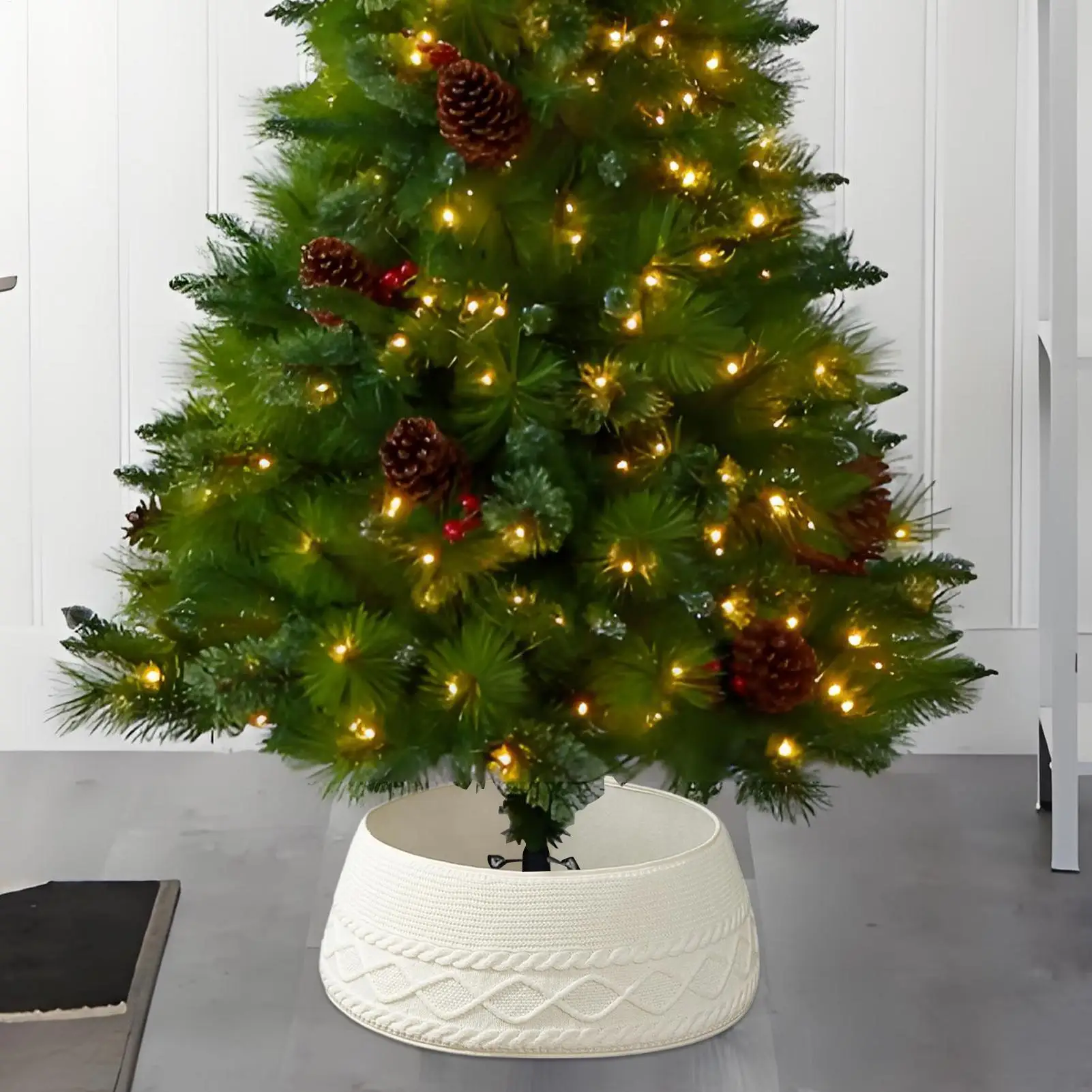 1pc Christmas Decorations Knitted Christmas Tree Collar Festival Ornaments Gifts Create Atmosphere Simple decor