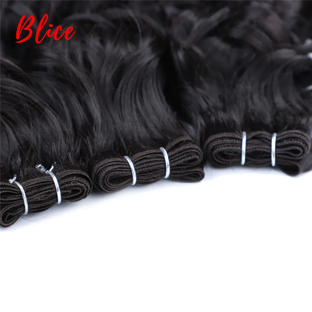 Blice Synthetic Wavy Bundle Curly Weave 3+1PCS/Pack Black Hair Extension with Lace Head LineFree Closure