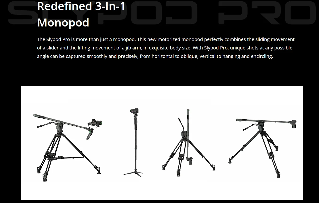 Slypod Pro 3-in-1 Electric Motorized Slider Monopod optional carbon Fiber Extens