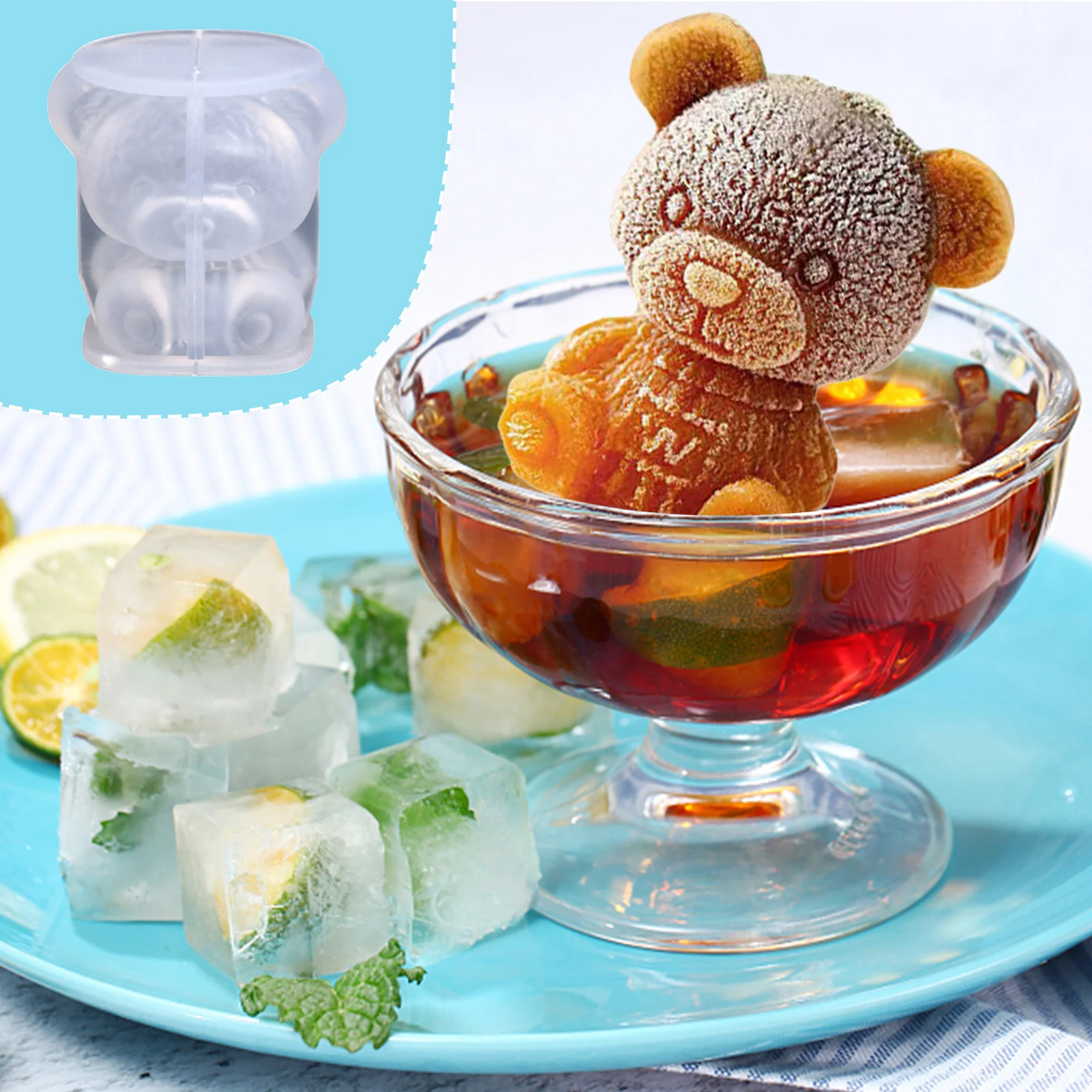 3D Bear Ice Cube Mold Silicone Ice Tray Ice Maker for for Whiskey Cocktails  Beer Juice Coffee Cartoon Ice Stick Ice Cream Mold - AliExpress