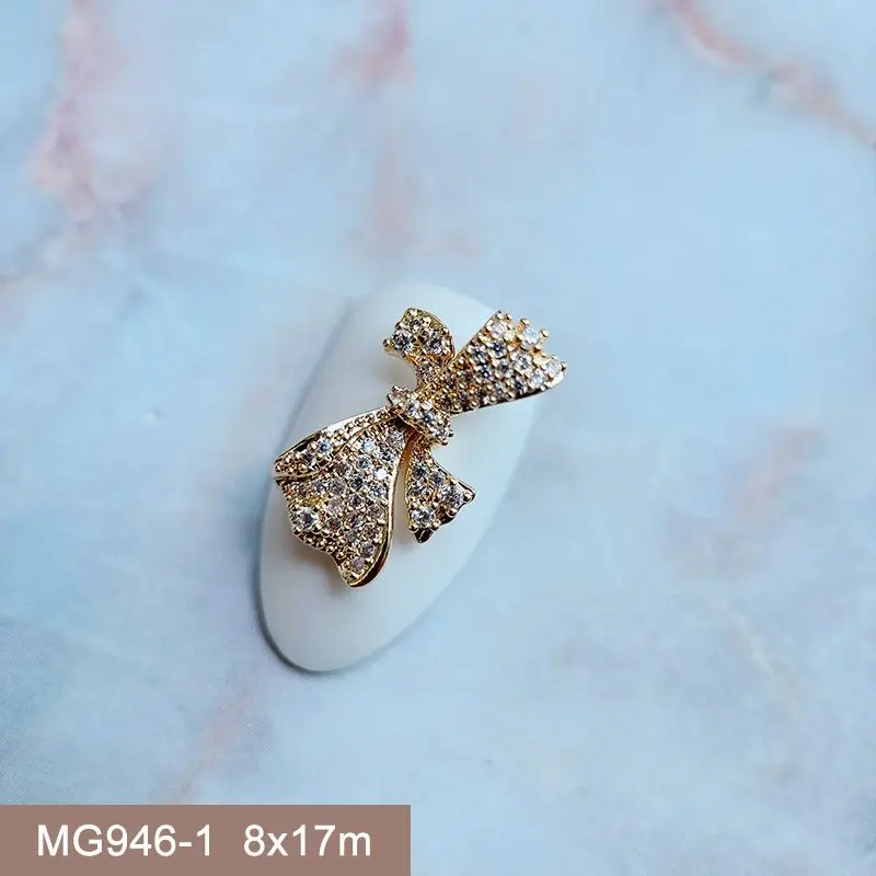 10 stücke Luxus Hohl Tropfen Bogen Schlange Zirkon Kristalle Metall Nägel Schmuck Dekorationen Nail art Zubehör Charms Teile Liefert – Detail 15