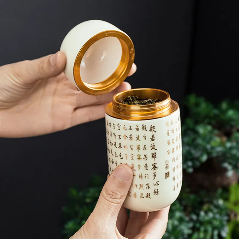 Handmade Ceramic Tea Caddy Travel Portable Tea Cans Airtight Jar Home Candy Coffee Storage Moisture-proof Jar Tea Set Supplies