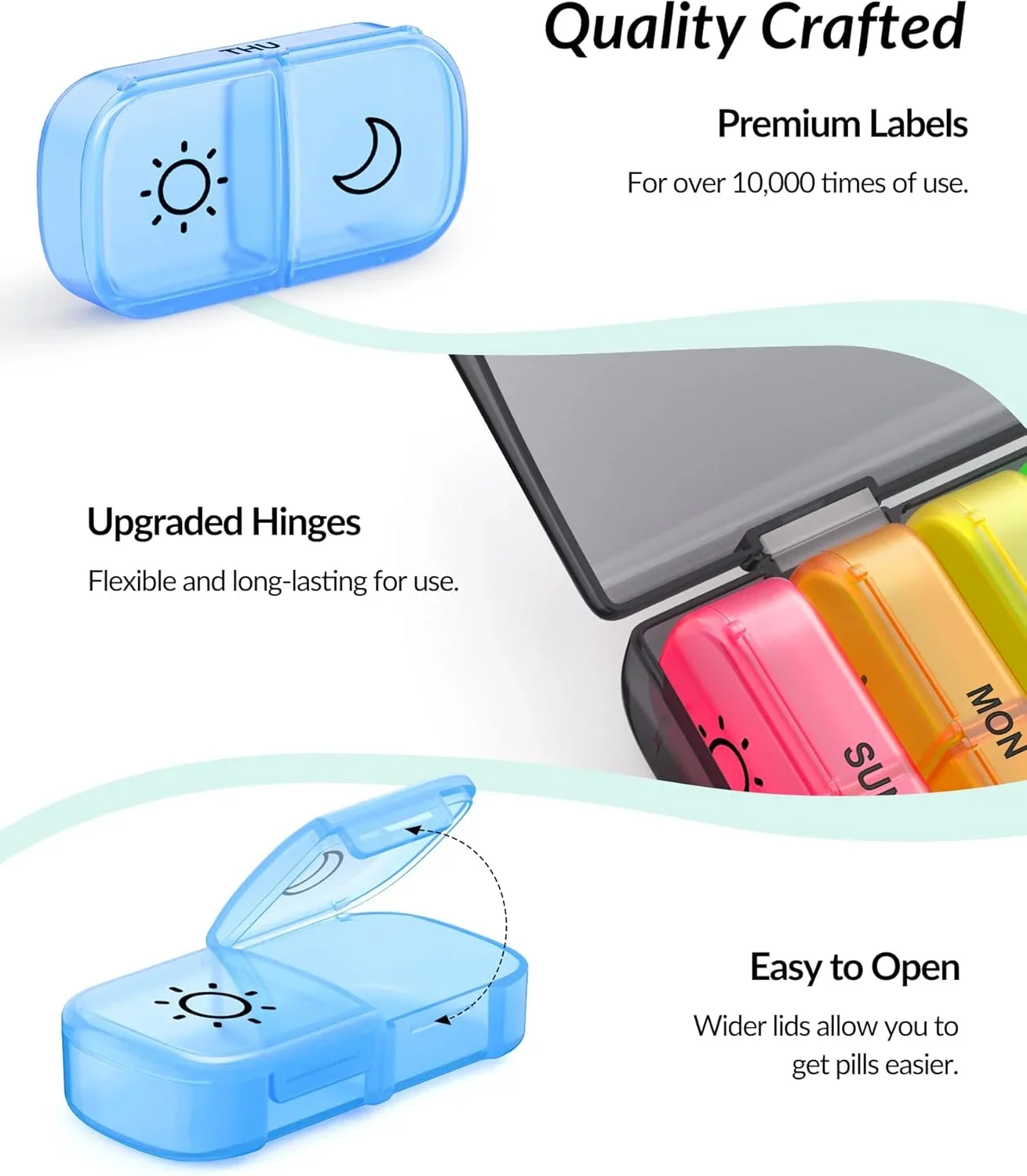 1 Set 7 Days Weekly Pill Case Pillbox  Medicine Tablet Box Portable Travel Drugs Storage Organizer Secret Compartments Pill Box