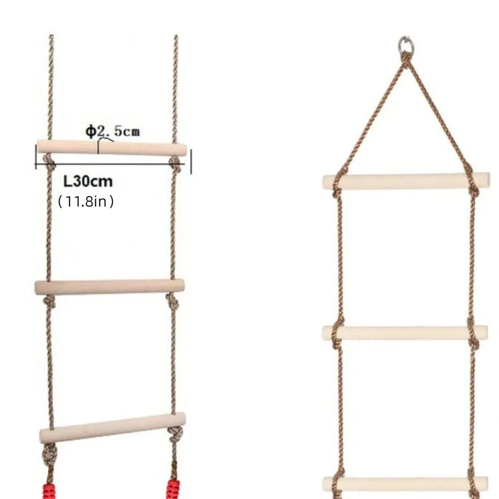 Swing Rope Climbing Ladder with Platforms Outdoor Furniture Children's Hanging Rope Wooden Funny Wooden Rope Ladder For Garden
