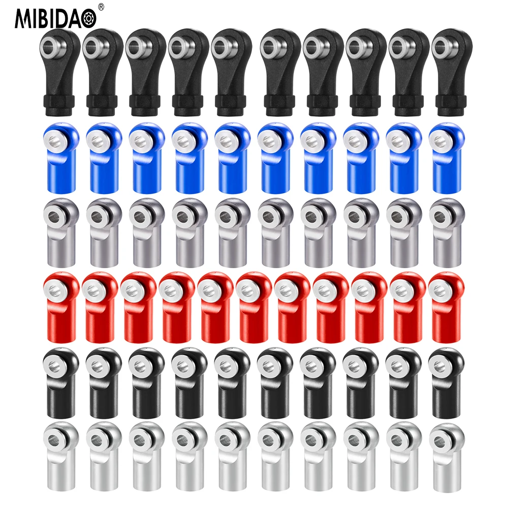 

MIBIDAO 10Pcs M2.5 Linkage Rod End Ball Head Universal Joint Adapter for RC Crawler Car Trucks Boat Airplane Model Parts