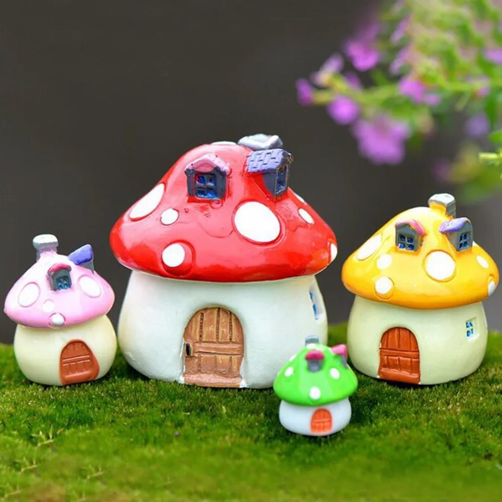 รูปสินค้า สวนที่มีสีสันเห็ดตกแต่งบ้าน Miniacture ตุ๊กตาเรซิ่นหัตถกรรมตุ๊กตาเล็กๆ Fairy World Bonsai Garden เครื่องประดับ