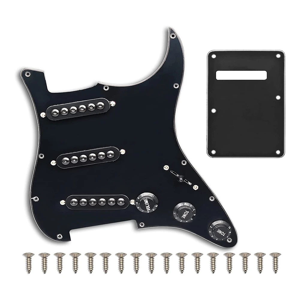 사전 배선 ST Pickguard SSS 3 단일 코일 픽업 조정 가능한 나사 펜더 표준 Stratocaster 기타 부품 ...
