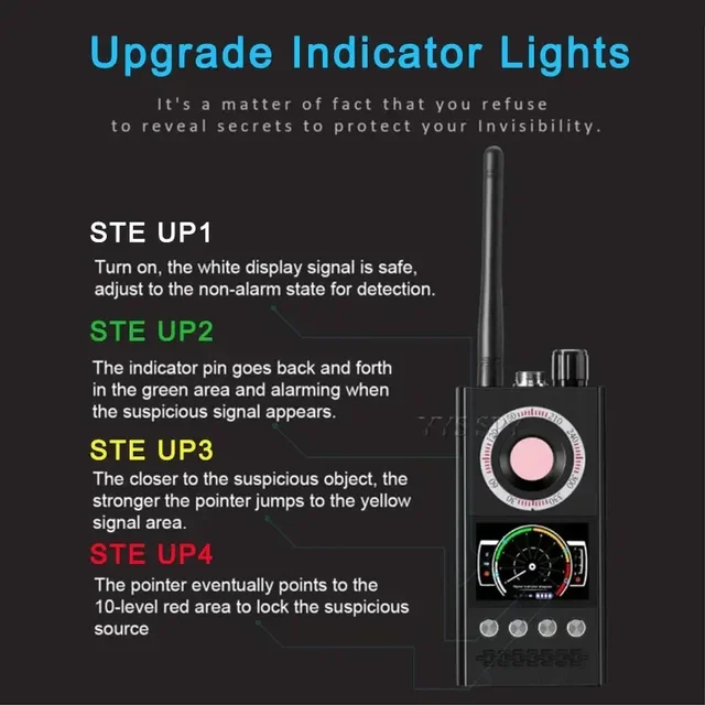 Professional Anti Spy Camera Detector K68 Bug Scanner Security Protection RF Signal Cam Hidden Gadgets Car GPS Tracker Finder 4