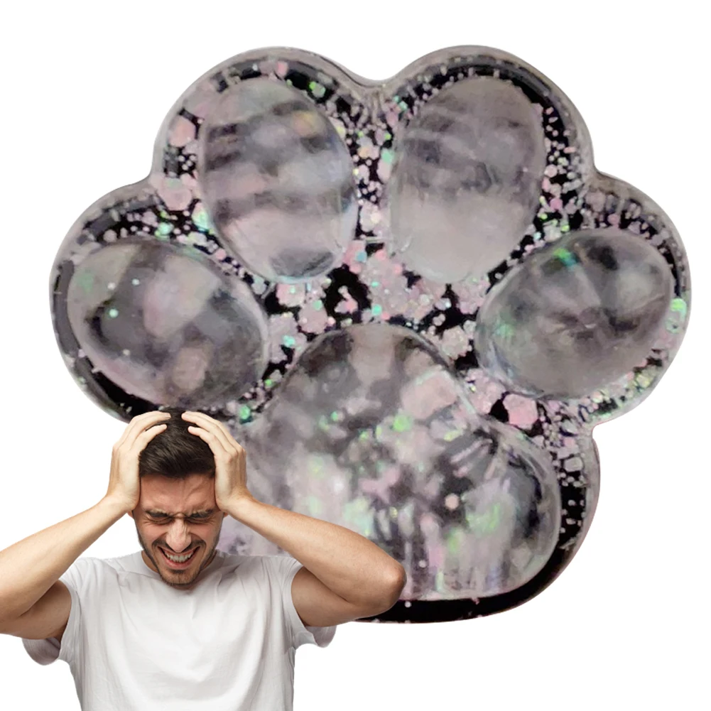 Cute Cat Paw Soft Squeeze Toy Dark Starry Squishies Fidgets Toy Stress Relief Toy for Children and Adults Christmas Gifts