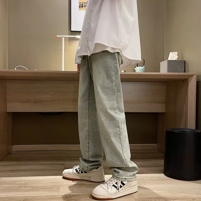 남성용 루즈핏 청바지, 스트레이트 벨 하의, 다용도 한국 스타일, 얇은 바지, 용수철 가을, 9/4, 트렌디