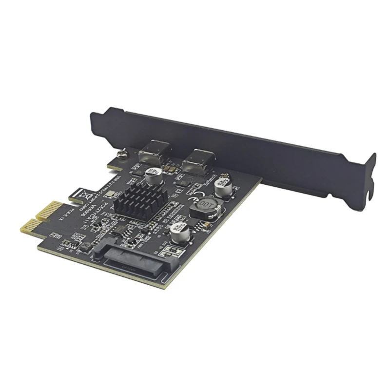 PCIe 1X 3.0 to USB C Adapters USB 3.2 Gen2 Double Type C Cards Adapters ASM3142 for Desktop PC Motherboards 10Gbps